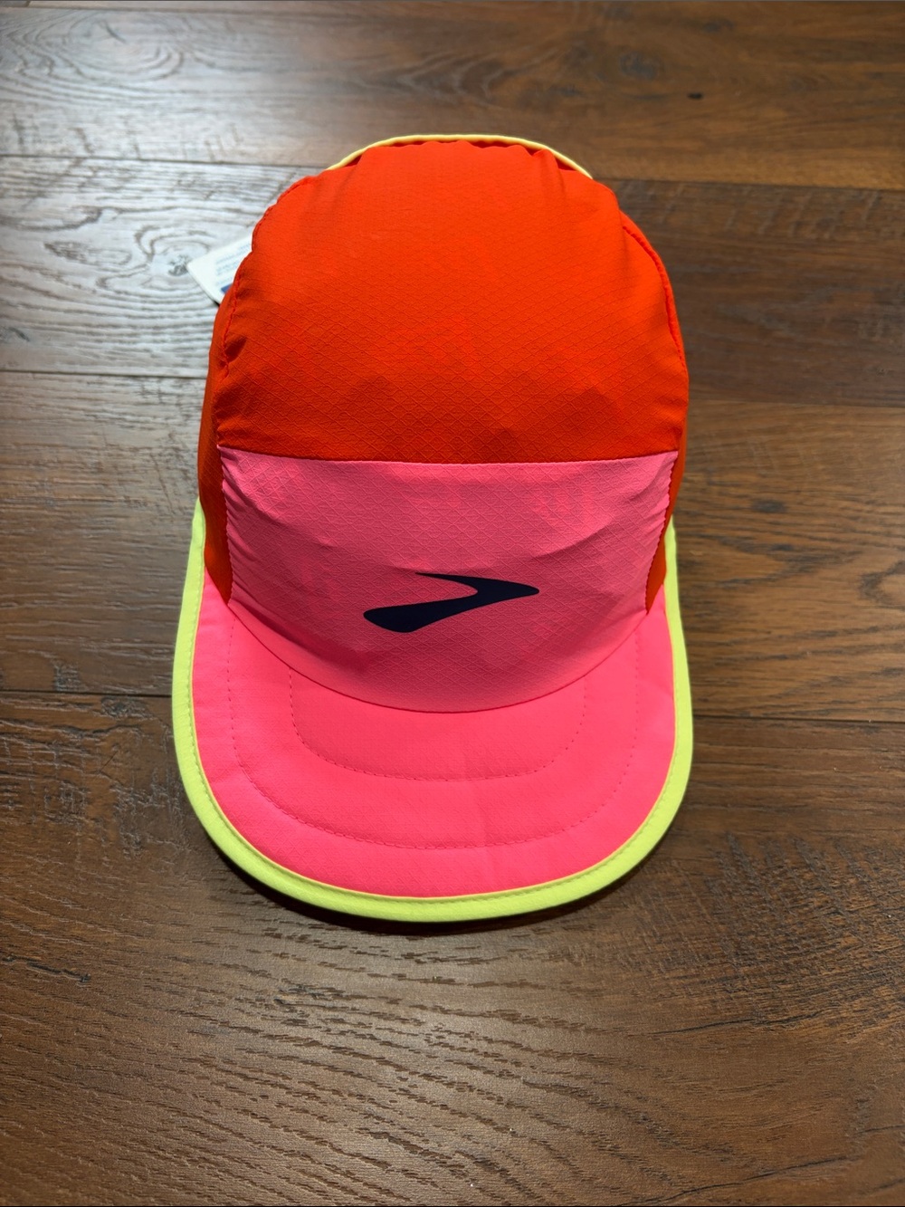 Brooks Neon Colorblock Packable lightweight Running Hat Pink, Orange, Yellow